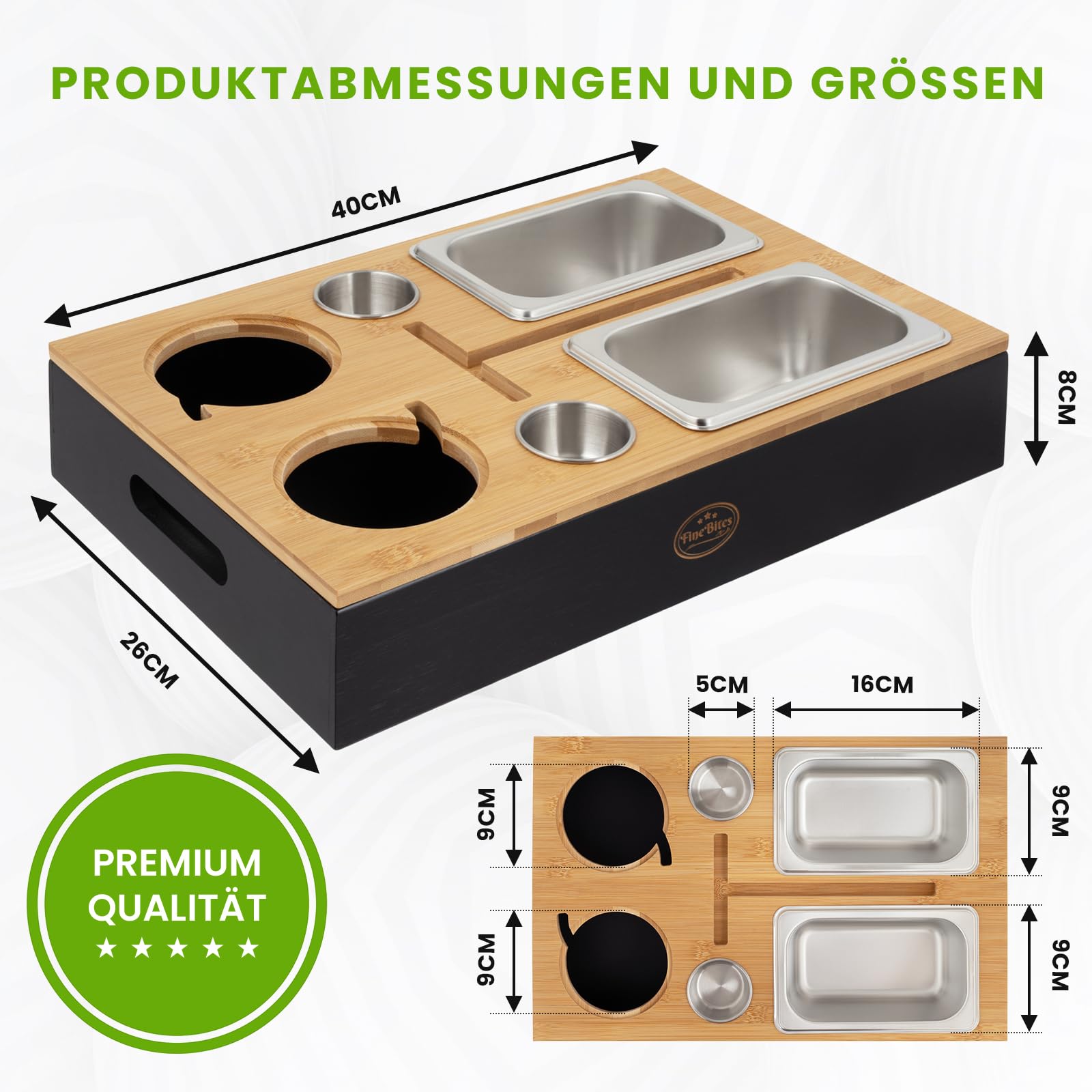 Couchbar Snackbox für 2 aus Bambus – Snackbar Sofatablett mit Getränkehalter & 2 Snackschalen – Couch butler mit magnetischem Deckel, Couch bar Organizer Tablett, Geschenk für Männer & Frauen