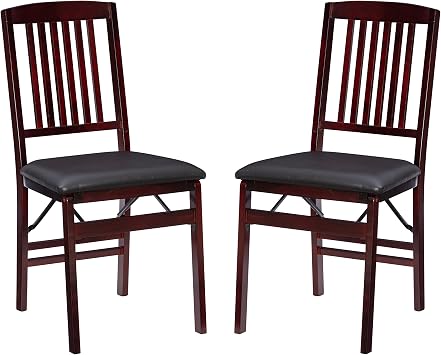 Linon Darwin Espresso Wood Mission Back Folding Chair in a Set of Two