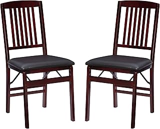 Linon Darwin Espresso Wood Mission Back Folding Chair in a Set of Two
