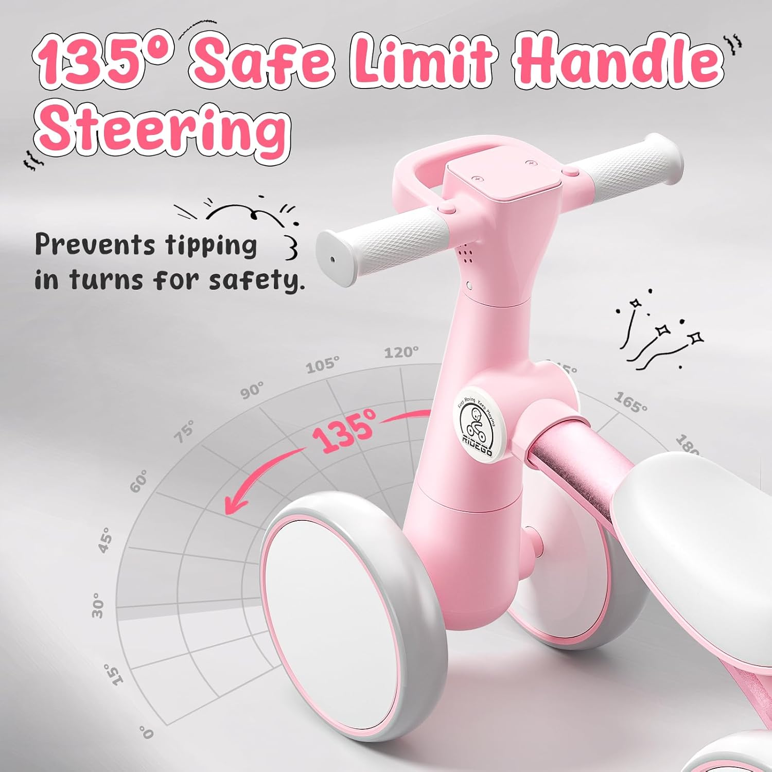 Ridego Colorful Lighting Baby Balance Bike for 1 Year Old Girls Gifts,Toddler Toys for 12-24 Month with Music,4 Silence Wheels Baby Walker,Toddler First Bike for 12-24 Month Birthday Toys Gifts