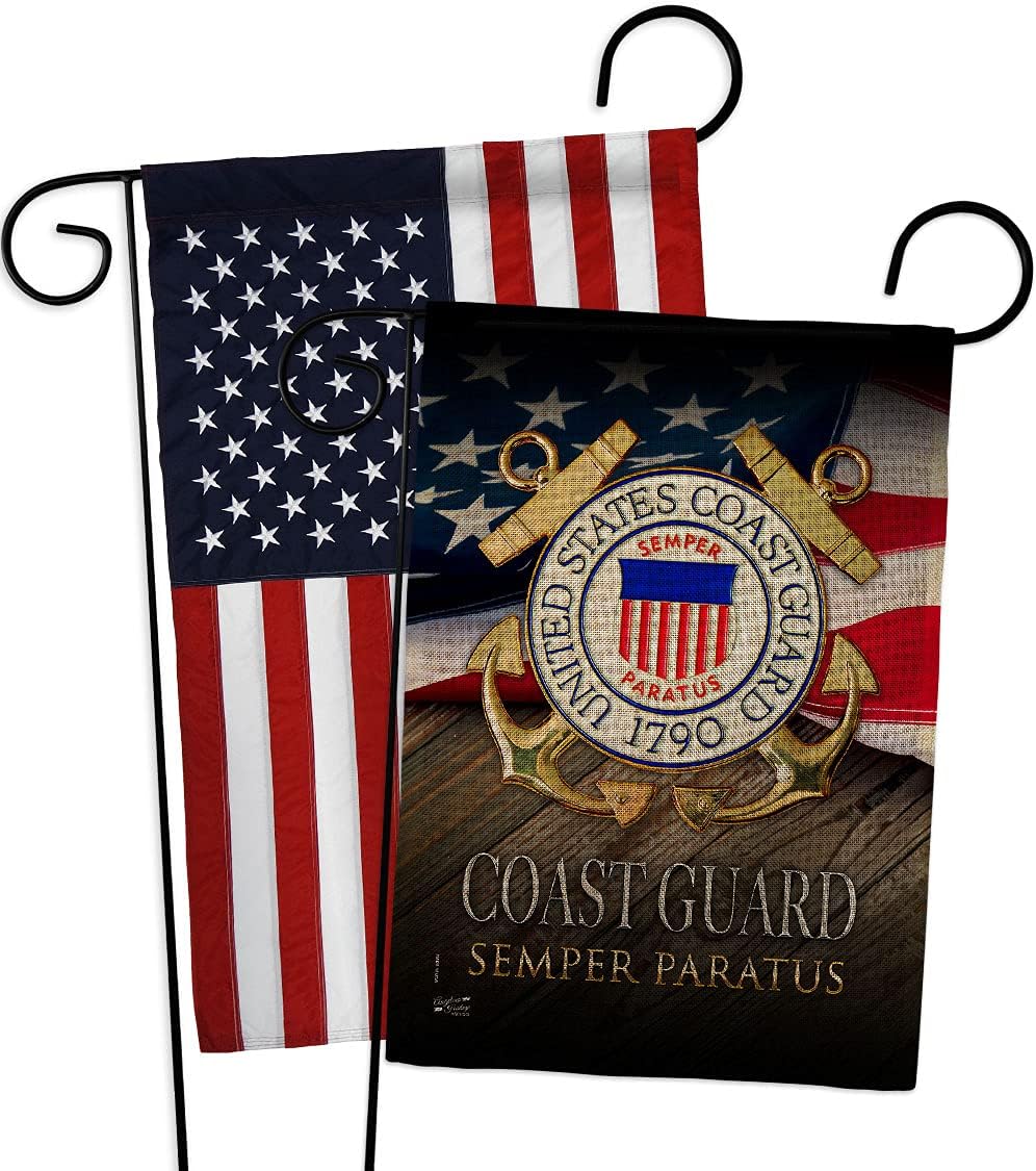 US Coast Guard Semper Paratus Garden Flags Pack Armed Forces USCG United State American Military Veteran Retire Official Support Our Troops Small Gift Yard House Banner Double-Sided 13 X 18.5