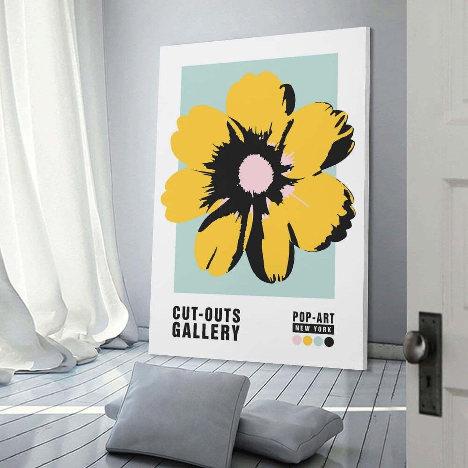 Junmoney Decorative Wall Artwork Pop Art Yellow Flower, 20x30inch(50x75cm), for Living Room, Lounge Or Sitting Room, Modern Wall Decor for Cosy Interiors