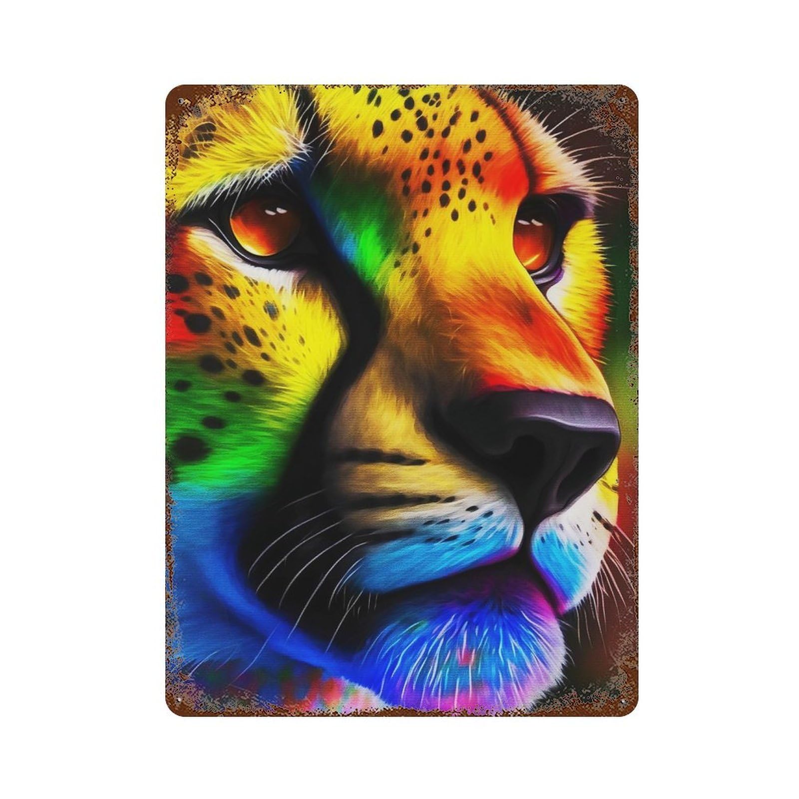 Color Art Cheetah 15.7"x11.8" Retro Metal Sign, Vintage Wall Decor for Office, Studio And Wall Decor