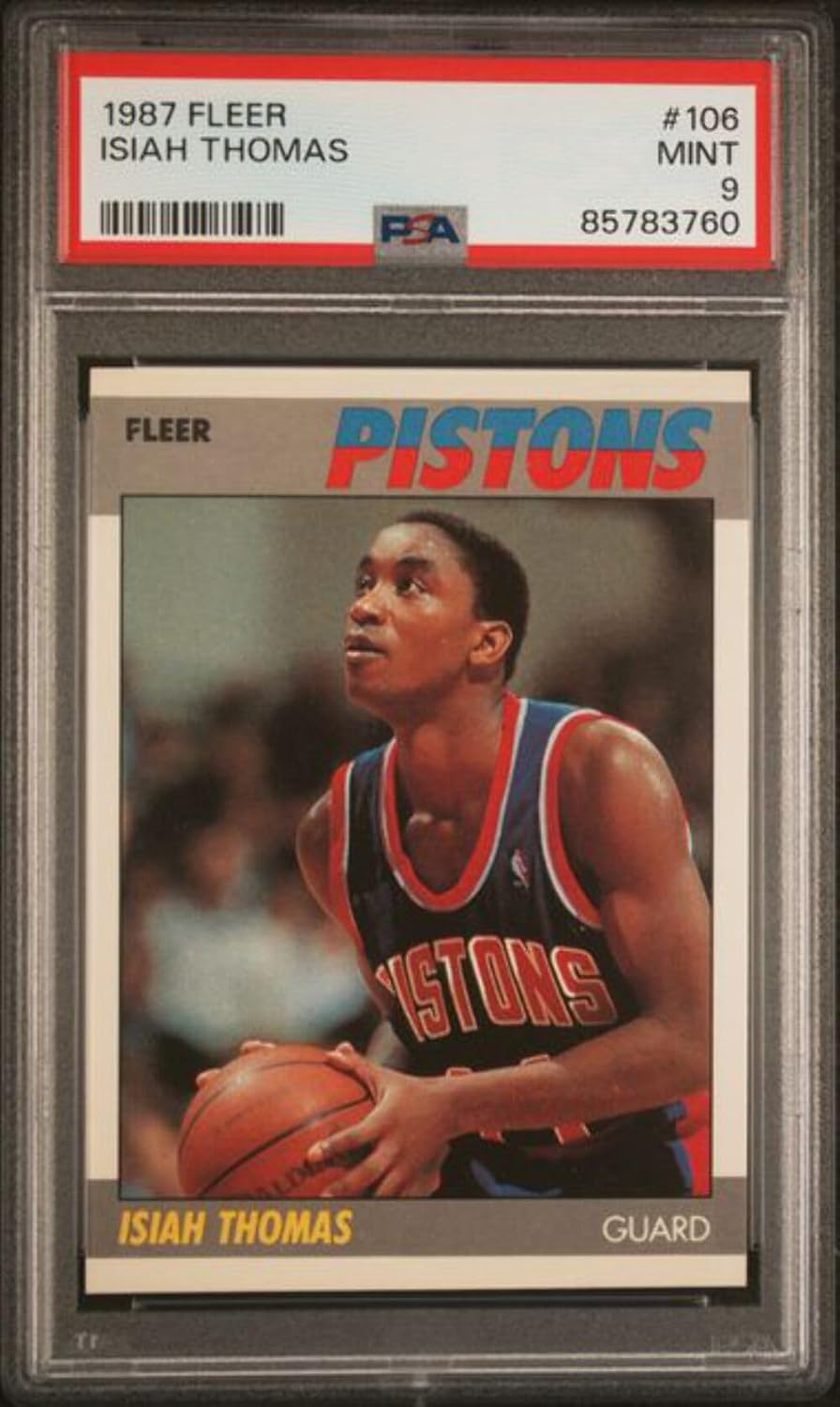Graded 1987 Fleer Isiah Thomas #106 2nd Year Basketball Card PSA 9 Mint