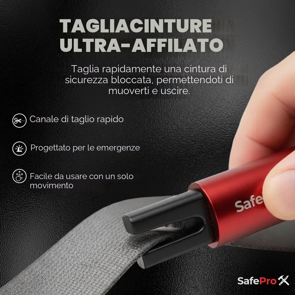 Martello di emergenza per auto, rompighiaccio e tagliacintura, strumento di salvataggio compatto per un rapido aiuto agli incidenti e la sicurezza durante gli spostamenti