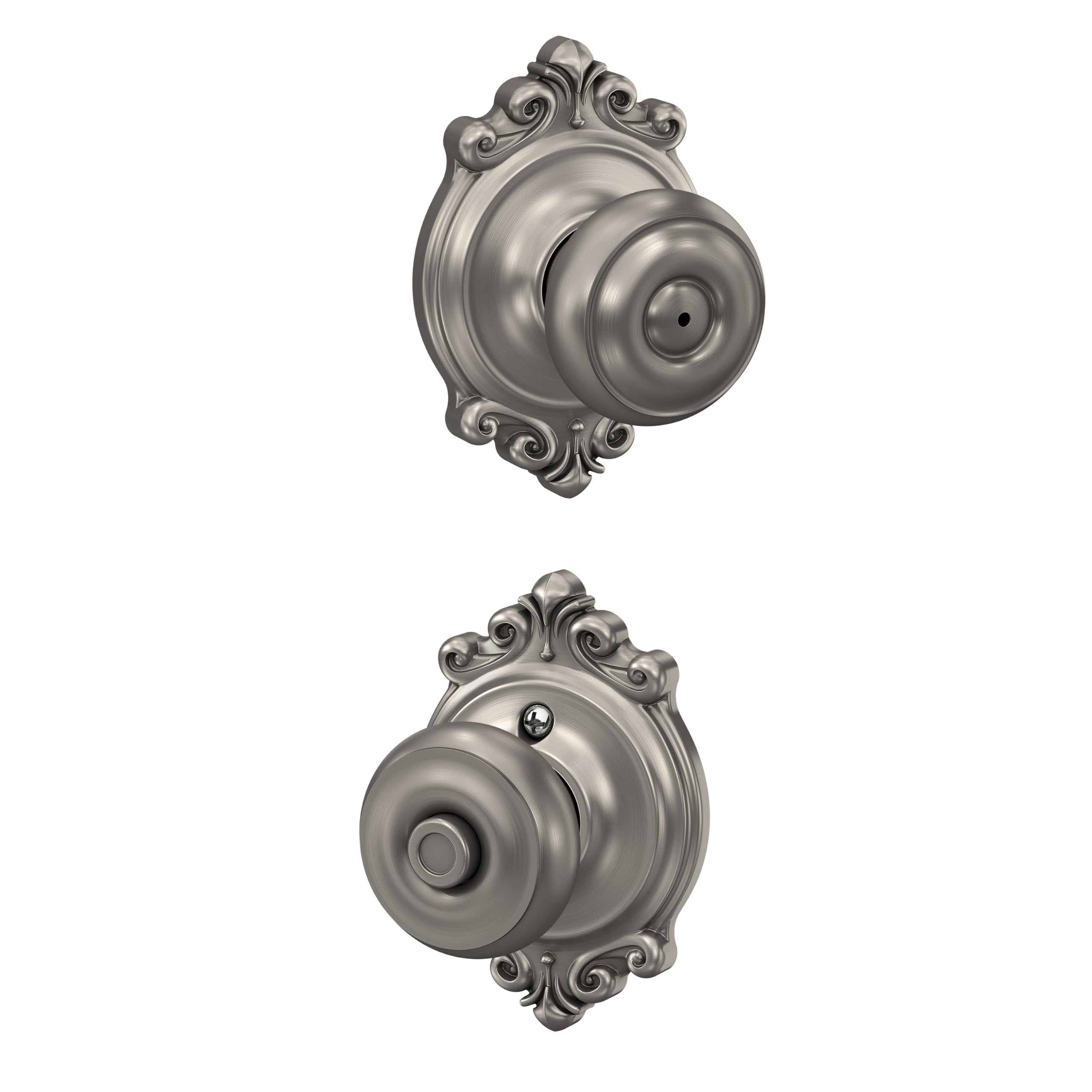 Schlage Georgian Bed/Bath Privacy Door Knob with Lock, Satin Nickel
