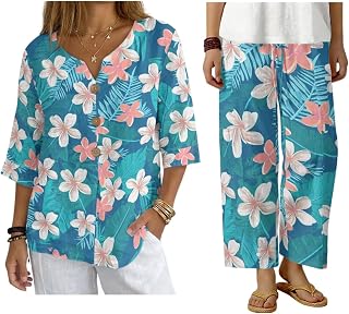 TOADDITDO Womens 2 Piece Linen Outfit Short Sleeve Button Down Linen Shirts and Flared Pleated Wide Leg Pants Loungewear Set