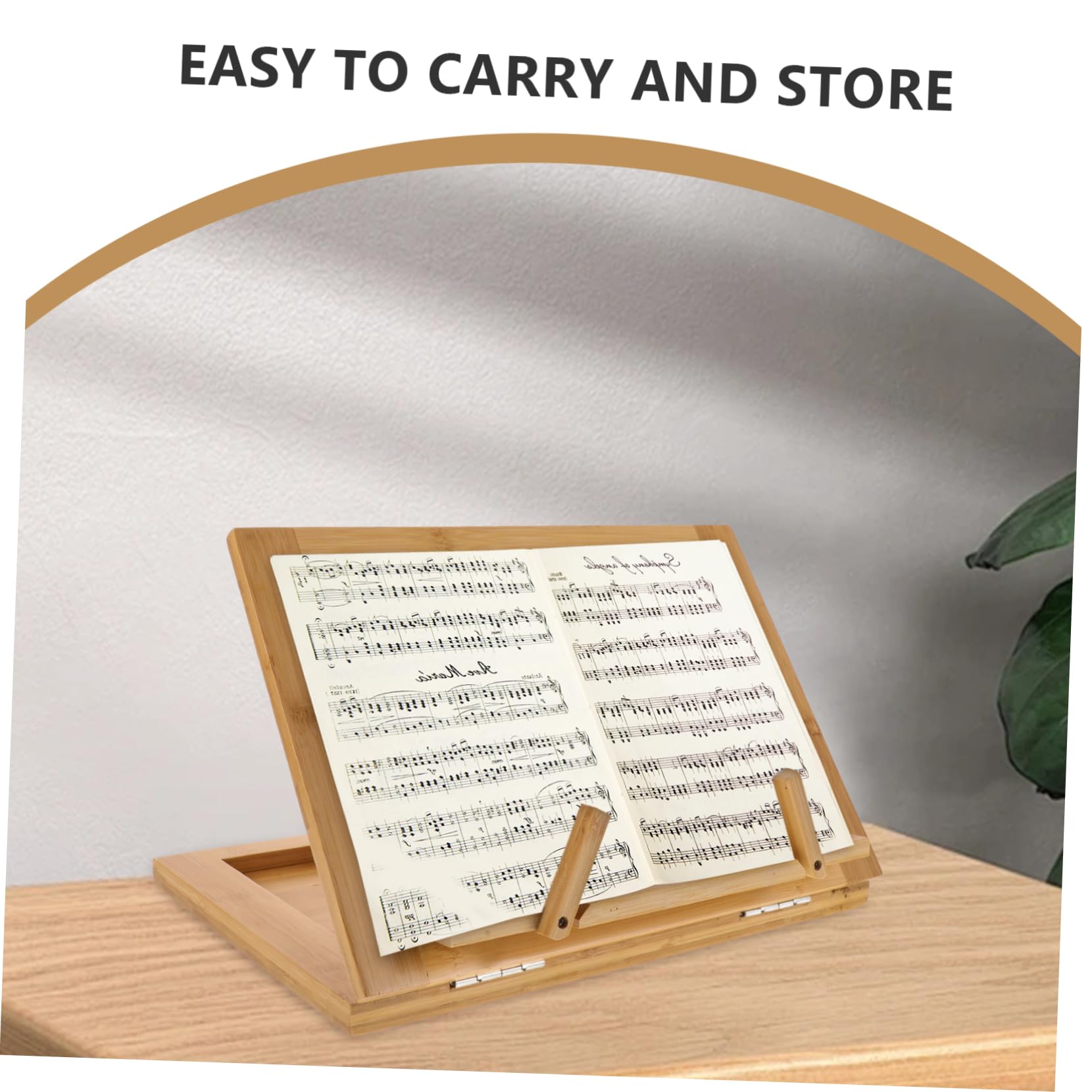 Leggio per Spartiti in Bambù Portatile Beige per Casa 1 Pz