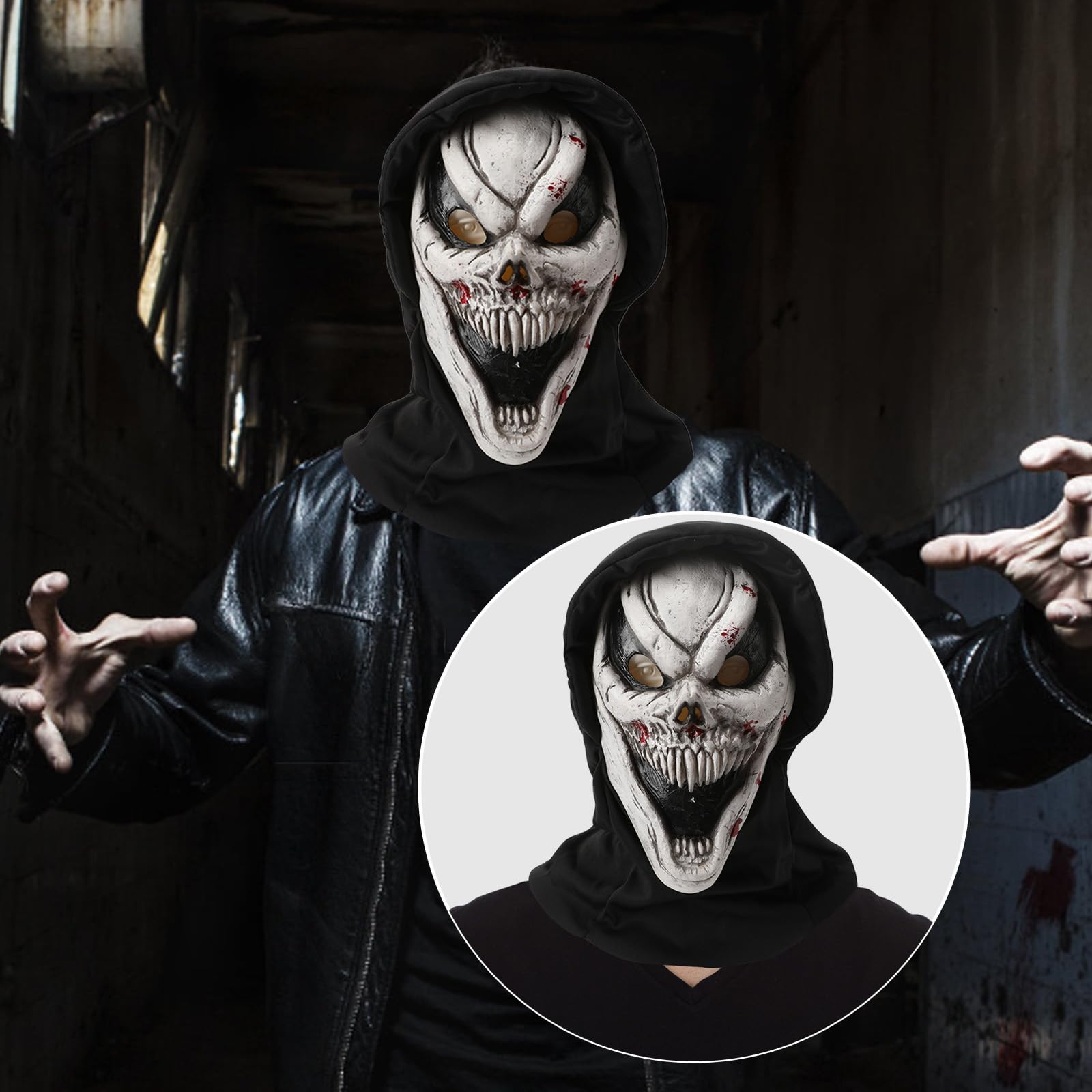 Joyincoser Horror Ghostface Skull Latex Mask for Adults Bloody Scary Mask for Carnival Fancy Dress, Halloween and Ghost Houses - Image 2