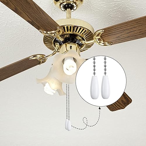 Miniatura 3 de Dotlite Extensor de cadena para ventilador de techo 2 cadenas de extensión decorativas de madera 12 pulgadas de iluminación y ventilador con cuentas