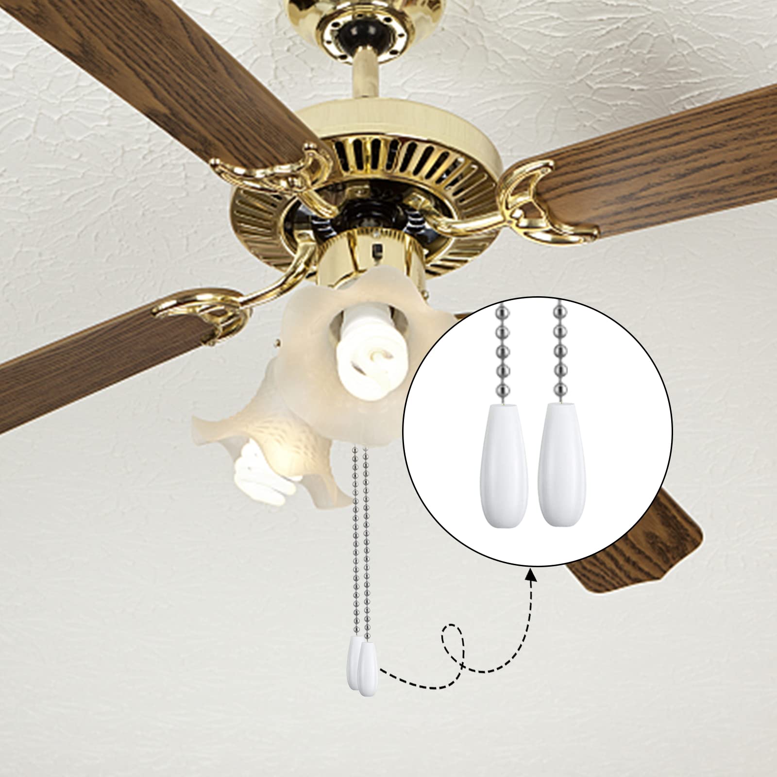 White Ceiling Fan Pull Chains - 2 Pack -3