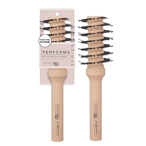 InfinitiPro by Conair - Cepillo redondo en espiral para secado y peinado, diseñado para un flujo de aire óptimo, serie Performa en almendra tostada,