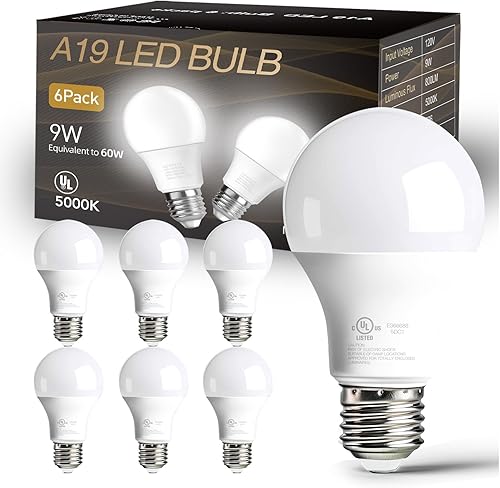 Miniatura 15 de dalattin Paquete de 24 bombillas led A19 de luz diurna blanca 5000K, bombillas estándar equivalentes a 60 W, casquillo E26, 800 lm, ahorro Luz