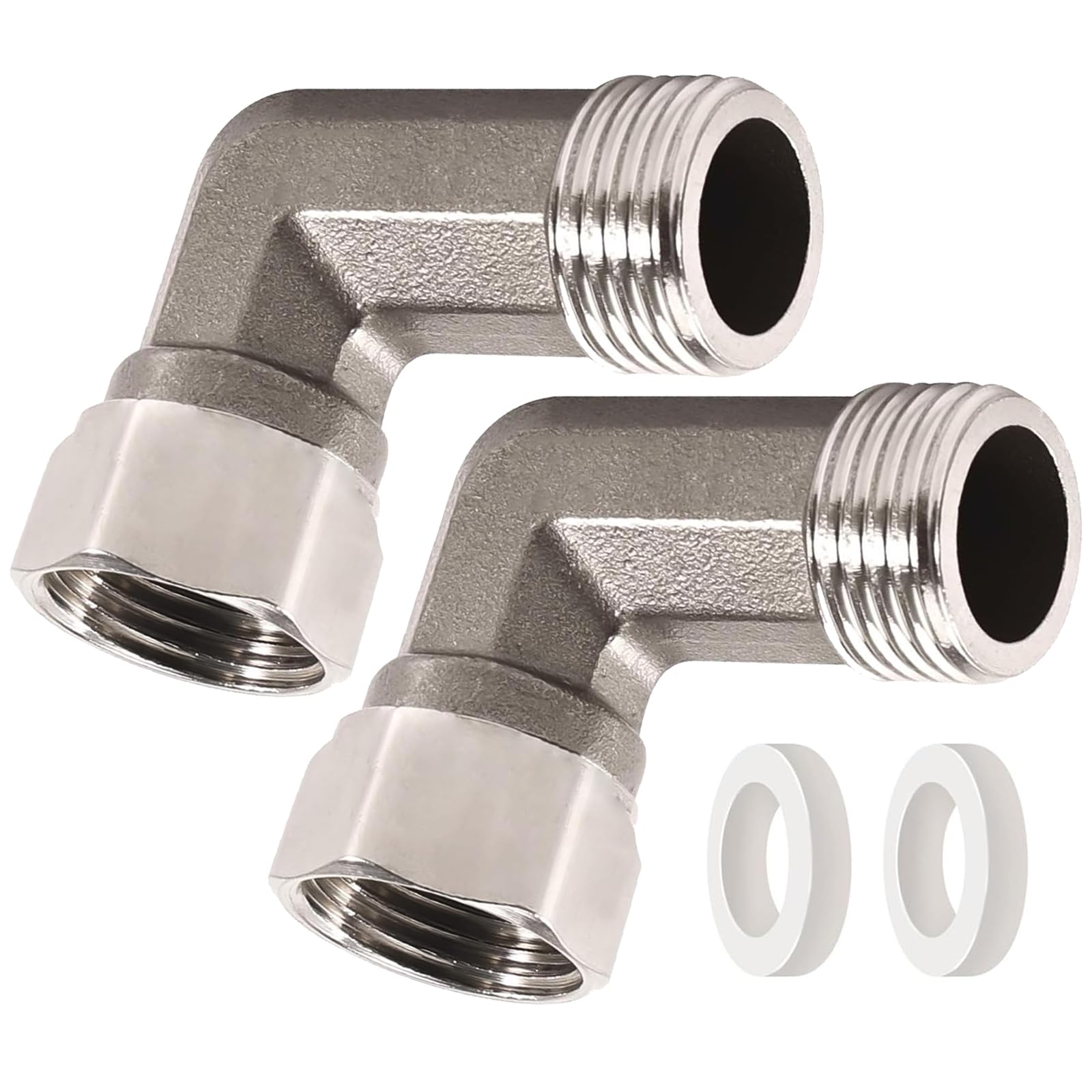 Lirrvb Men's Multicolor 2 Pieces Practical Stainless Steel Movable Screw Connection 1 / 2Inch To Fe Thread 90 Degree Elbow Joint Designs Rotating Pipe Joint