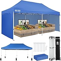 Vista 12 de CROWN SHADES Tienda de campaña comercial con toldo instantáneo comercial de 10 x 10 pulgadas con bloqueo central, tela 300D, 4 paredes laterales