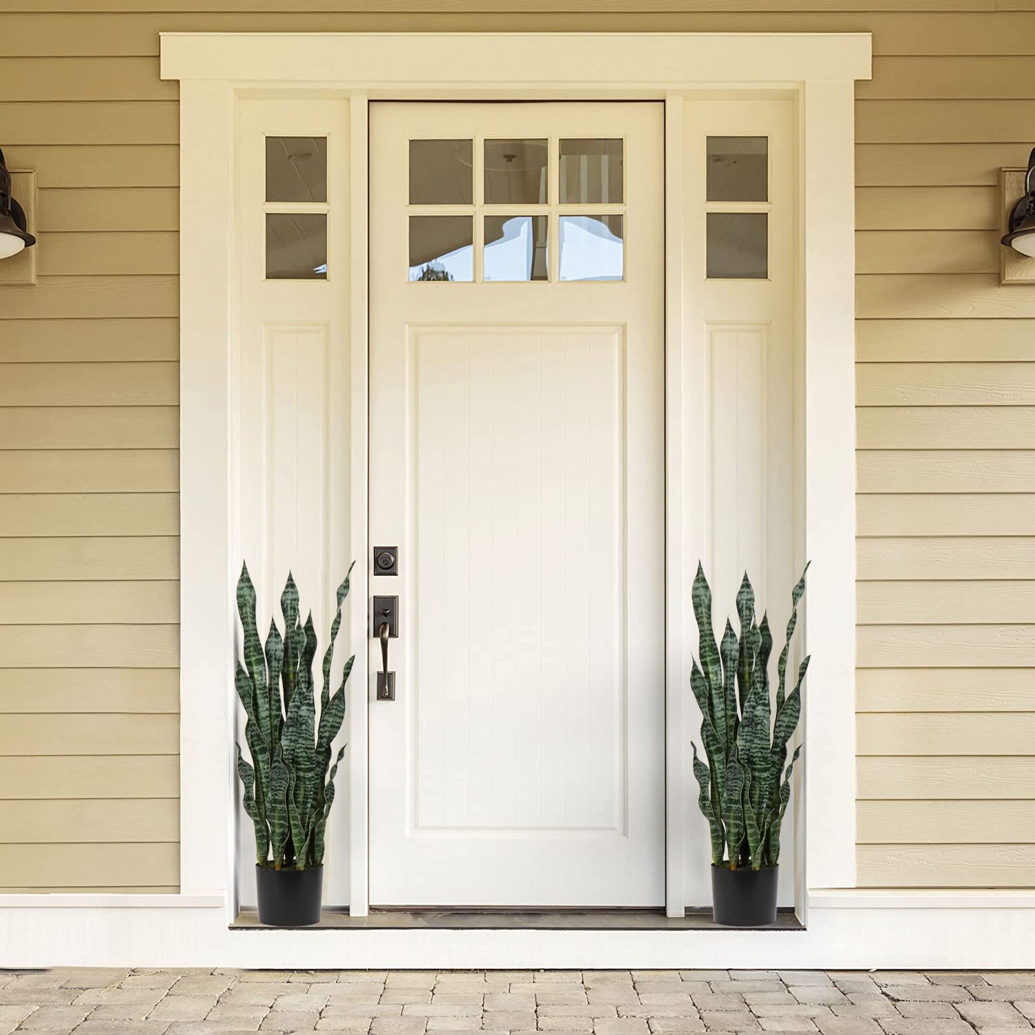 Hollyone 2PCS Künstliche Pflanzen Groß, Höhe 94 cm Künstliche Sansevieria Deko Wohnzimmer Pflanze Zimmerpflanzen Balkon Büro Deko mit 30 Blättern, Künstliche Pflanze für den Heimgarten Bürodekoration