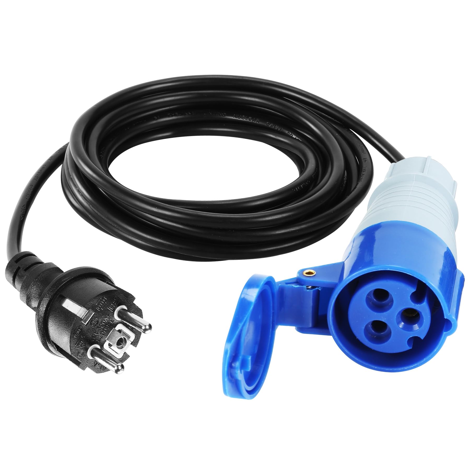 1M Câble Adaptateur CEE, 230V16A/3 Broches Prise Camping Car, avec Capuchon De Protection, Schuko Rallonge Electrique, Accessoire Camping Car pour Camping, Caravane