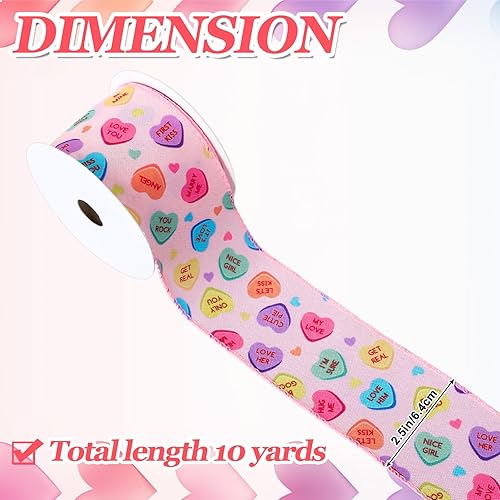 Miniatura 2 de Cinta de tela de corazón con alambre para el día de San Valentín, diseño de corazón, para envolver regalos, arreglos florales, coronas, arcos,