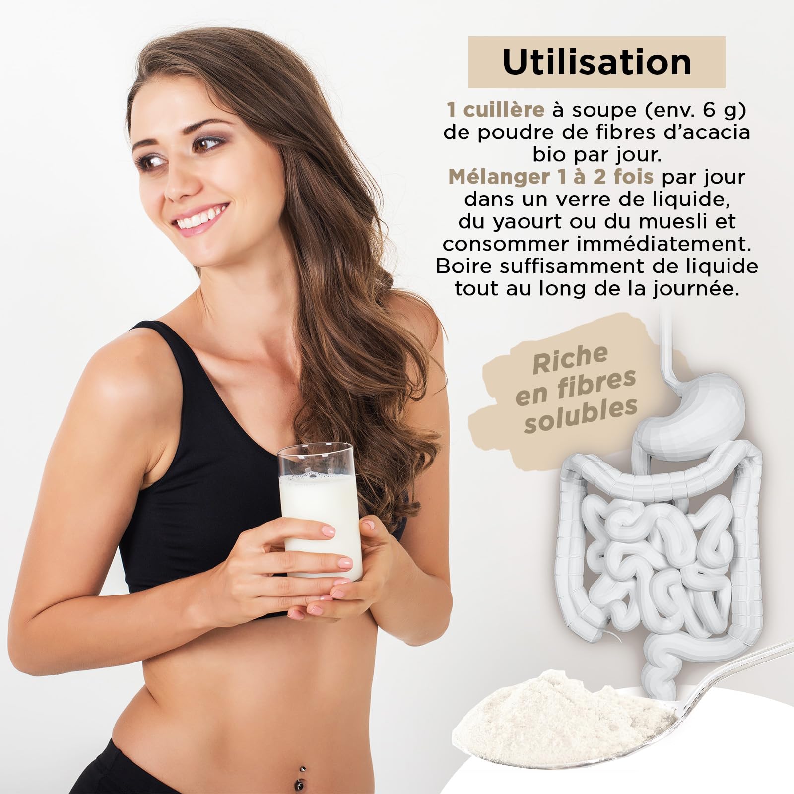 DETOX ORGANICA Gomme Arabique - 250g Fibres alimentaire d'acacia Bio | Poudre gomme arabique naturelle - Végétalien et bien toléré - Poudre de qualité premium