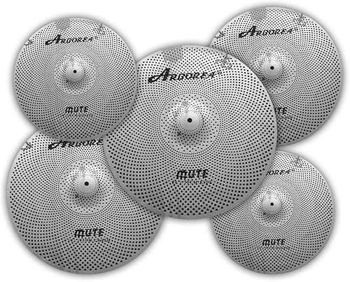 Miniatura 34 de Bajo Volumen Platillos Pack Silencio Set Negro 10 "splash+14" hi-hat+16" crash+18" crash+20" ride 6 piezas platillos de tambor con una bolsa libre