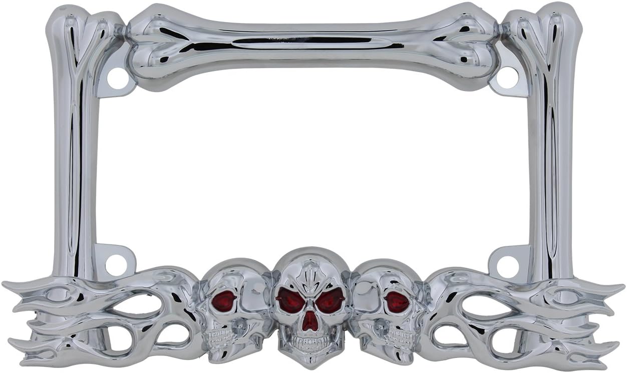 Pilot Automotive WL254-C 'Skull/Flames' Motorcycle License Plate Frame