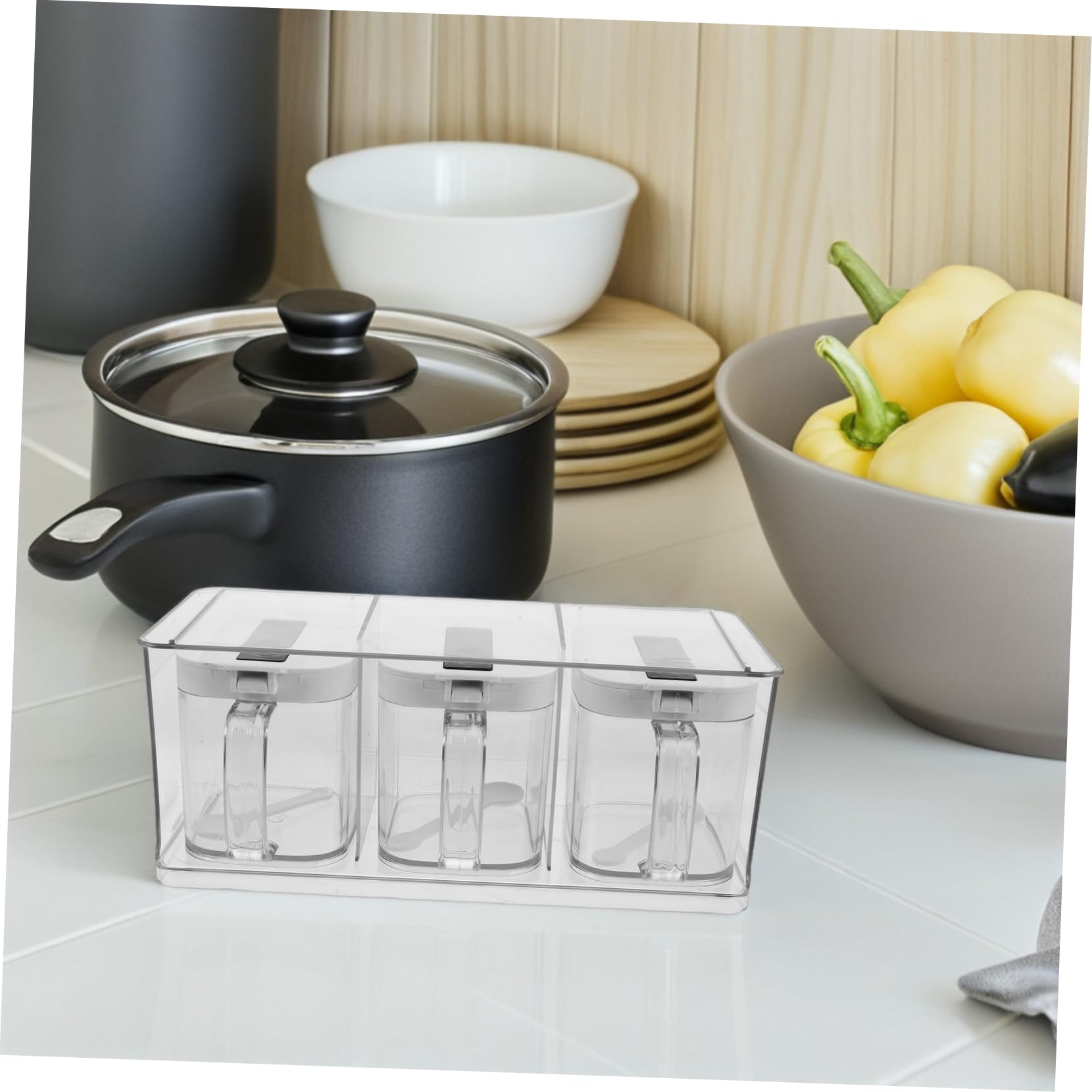 BESTOYARD Boîte à Épices en Acrylique Transparent avec Couvercle Hermétique, Rangement Mural Cuisine, Design Simple et Élégant en Pet, 1 Set