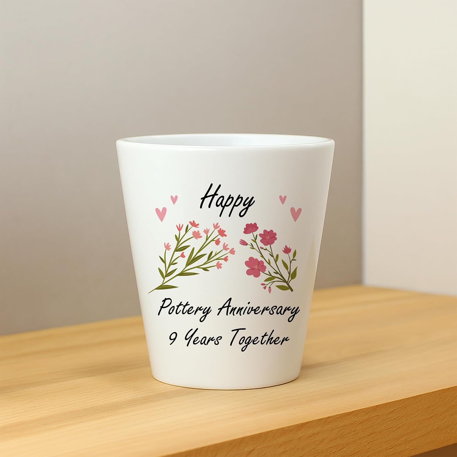RED OCEAN 9th Wedding For Wife Couple Gift Plant Pot 10cm x 9cm Gift For Anniverary Husband Couple Friend Nine Year Gifts Him Her