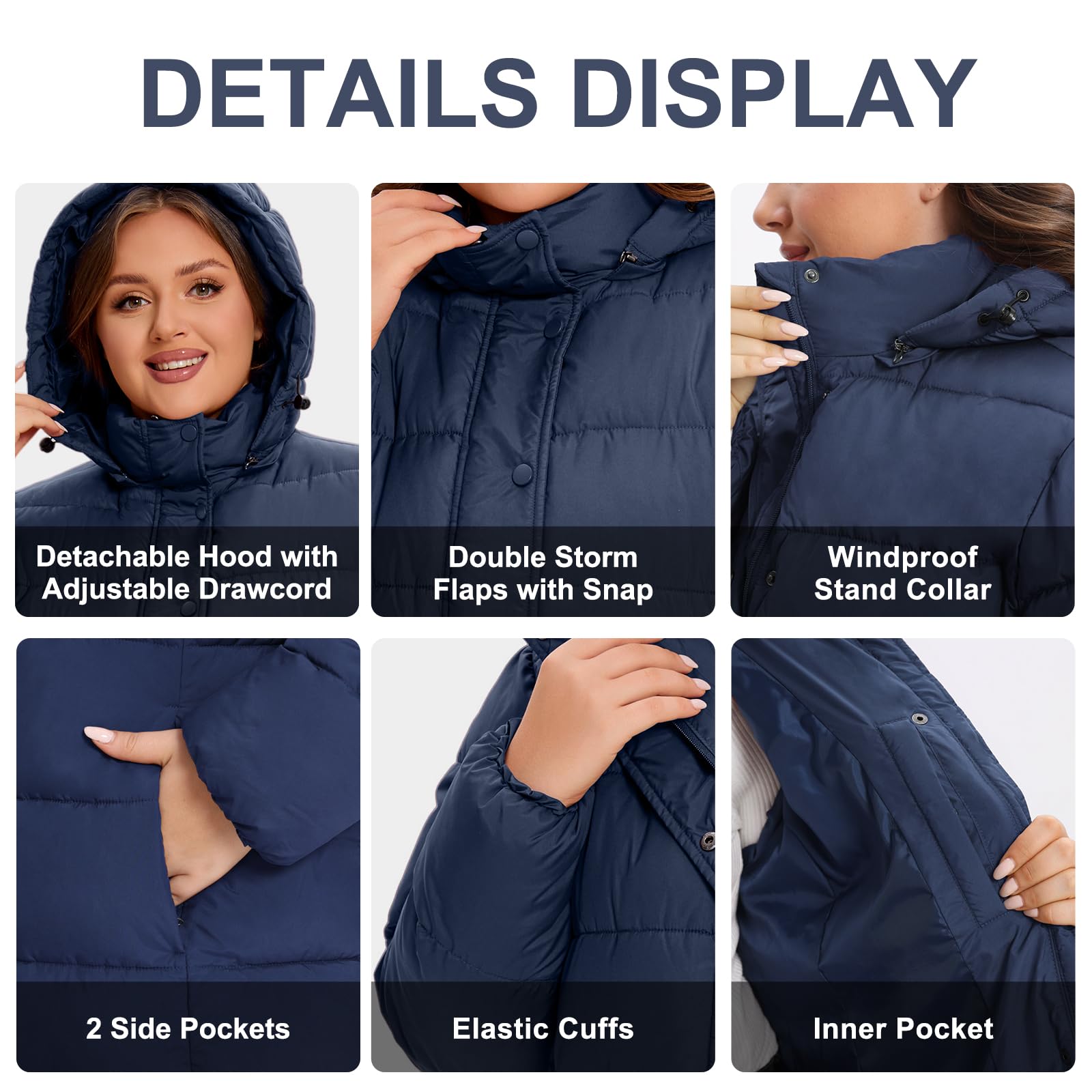 WINDMILL Piumino da donna per taglie forti, caldo cappotto invernale con cappuccio (1X-6X)