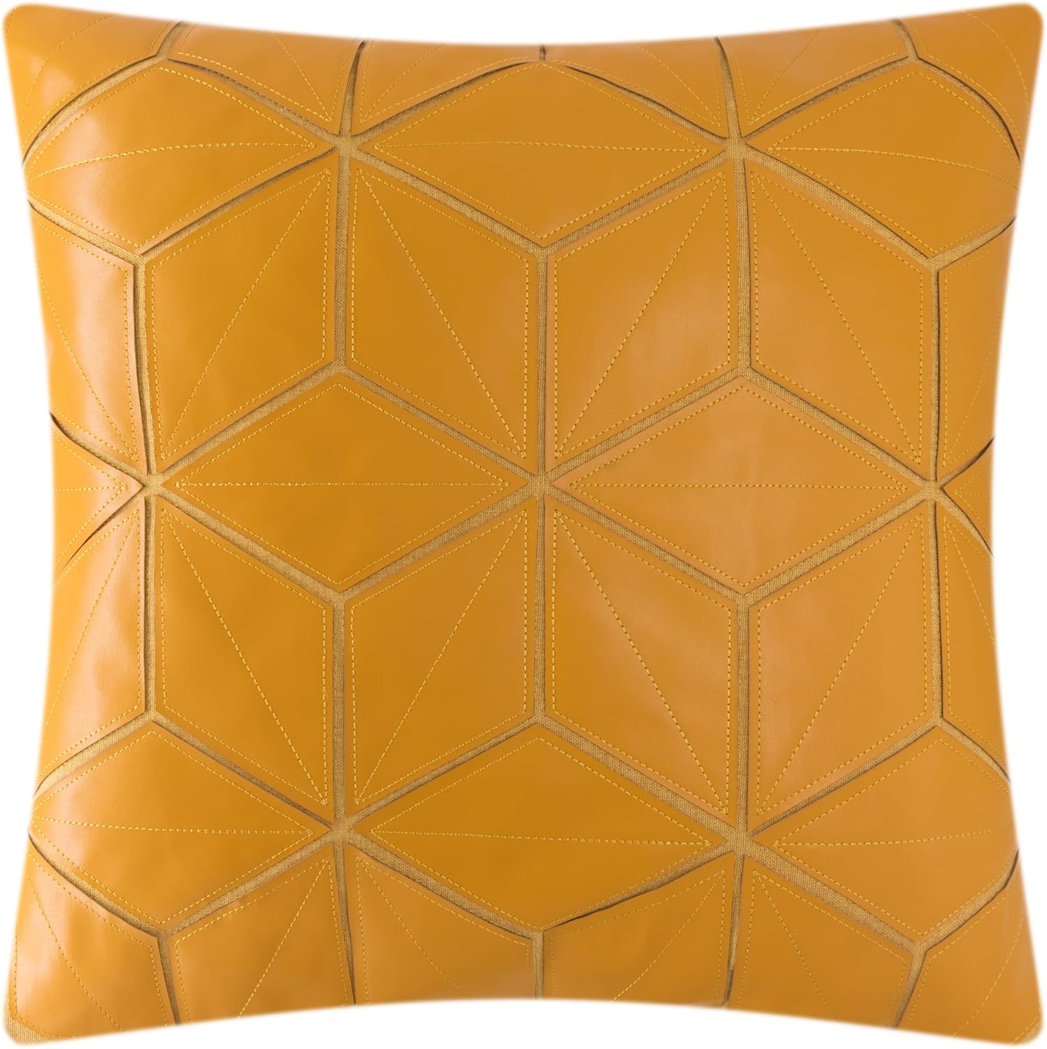 KINGROSE Geometry Throw Pillow Cover Home Decorative Pillow Case Square Leather Cushion Cover 18 x 18 Inches Yellow