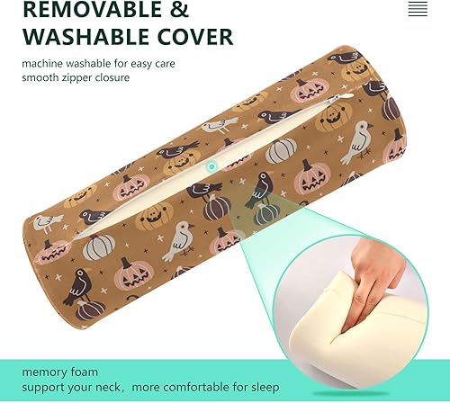 Miniatura 4 de FRODOTGV Halloween Cute Pumpkins Bolster Pillow Insert Cylinder Neck Roll Pillow Round Pillows for Couch Cylinder Decorative Pillow Covers Pillow