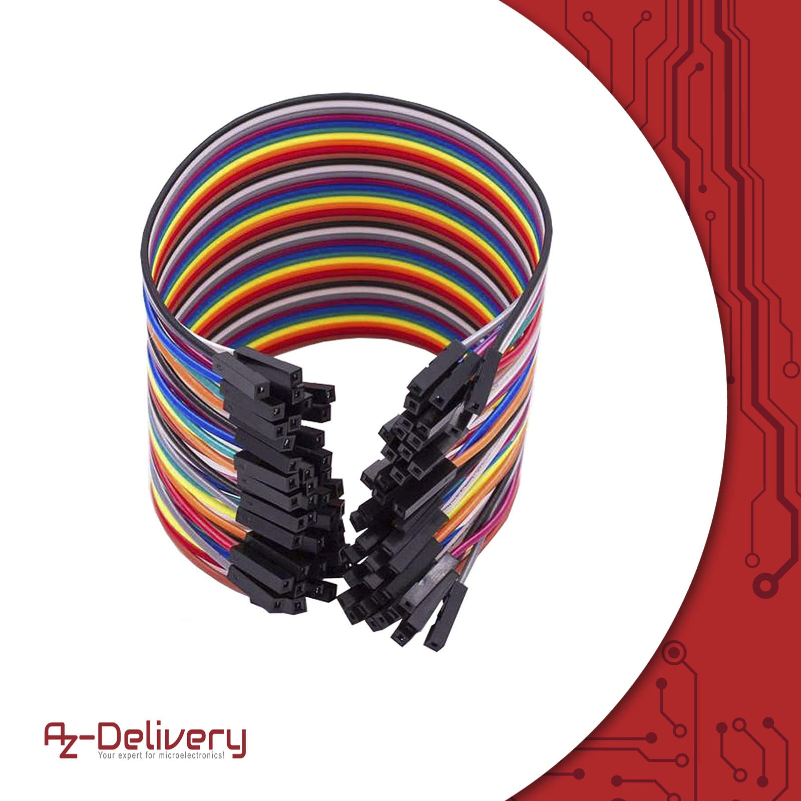 AZDelivery 5 x Przewód połączeniowy 20 cm F2M żeński do męskiego kompatybilny z Arduino i Raspberry Pi
