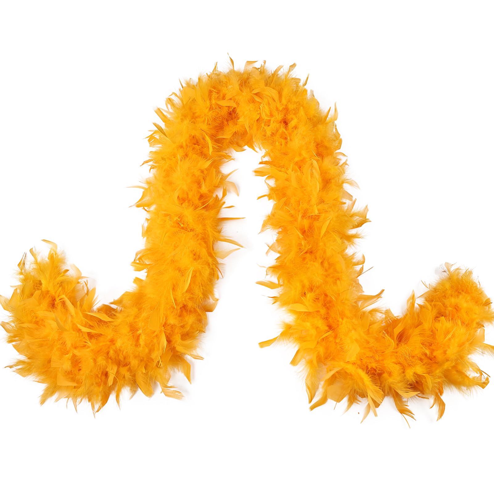 MAOFENG Chandelle Turkey Feather Boa 2 Yards 80g for Halloween Dancing Wedding Party DIY Craft Costume Decoration Feather Boa,Golden Yellow