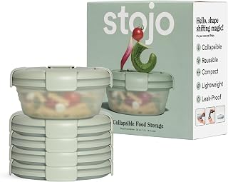 Collapsible Bowl 5 Set - Translucent Sage, 36oz - Reusable Silicone Bowl for Hot and Cold Food - Perfect for Travel, Meal Prep, To-Go Lunch, Camping & Hiking - Microwave & Dishwasher Safe