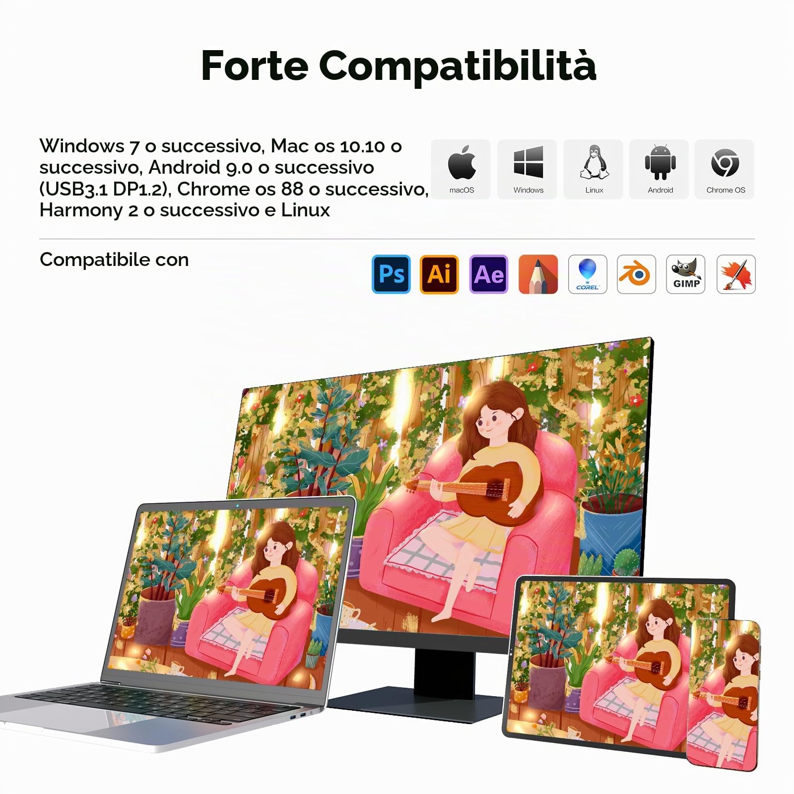 ugee tavoletta grafica con schermo UE12 11,6 pollici,124% sRGB Ultra-Wide Color Gamut ideale per l'ufficio domestico e l'apprendimento online (11,6 pollici)