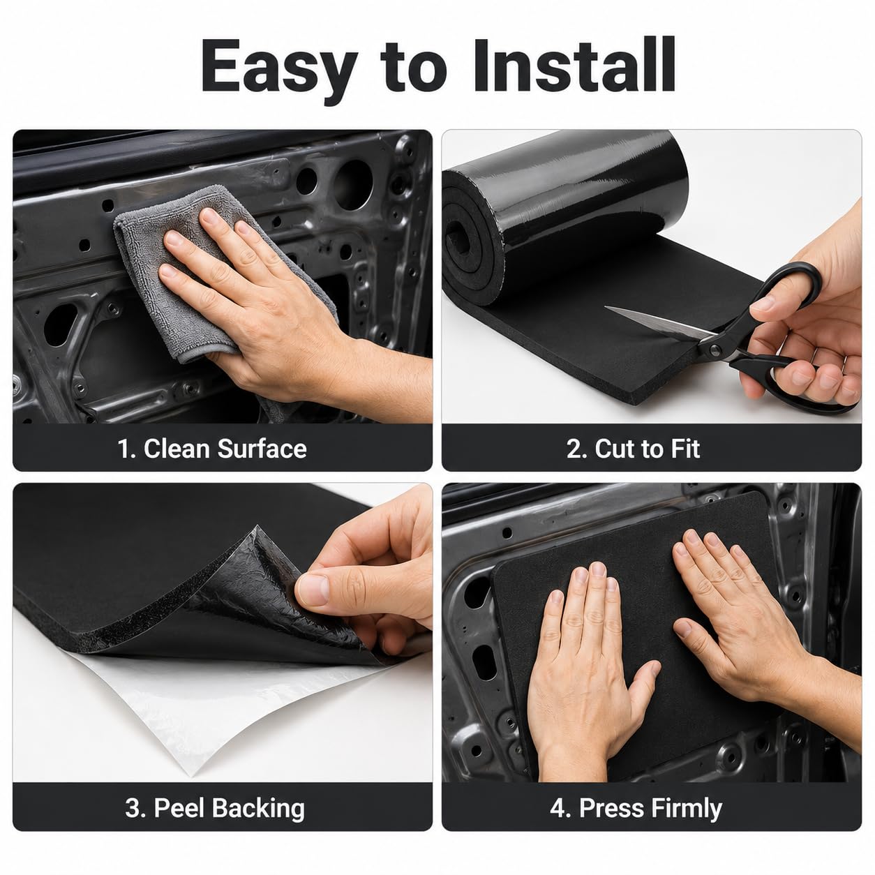Tappetino isolante per auto, 20 mm, 150 x 30 cm, autoadesivo, ignifugo e resistente all'umidità, isolamento auto, impermeabile, isolamento acustico per cofano, porta, bagagliaio
