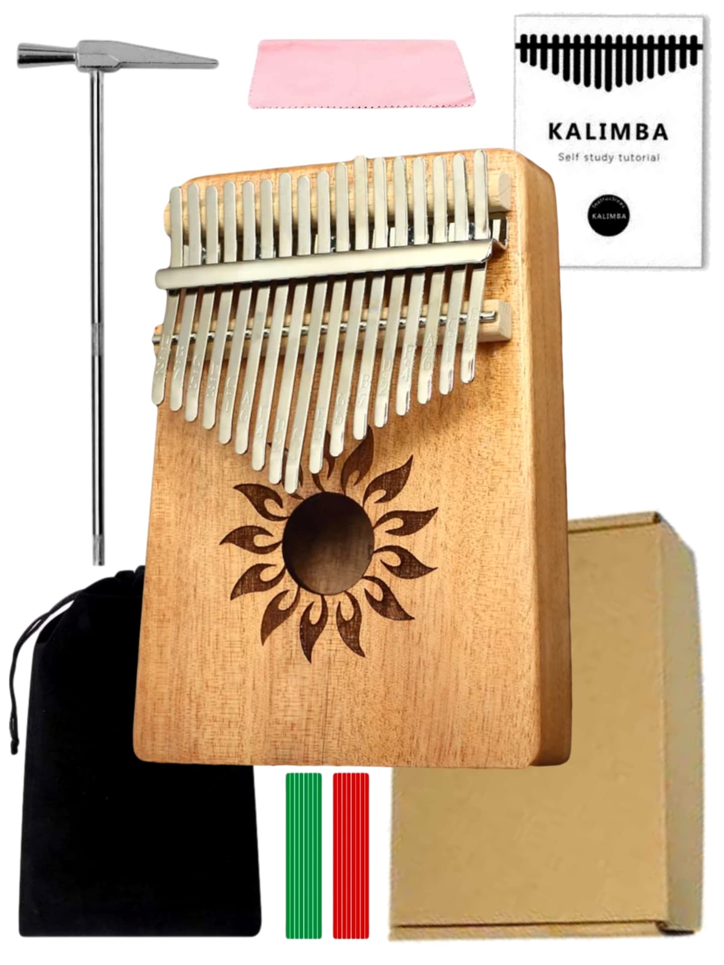 Heartbeat1883 Kalimba 17 key, Marimba Piano thumb, ideal gift for any occasions Mahogany Solid Hard Wood(KL-18-SUN)