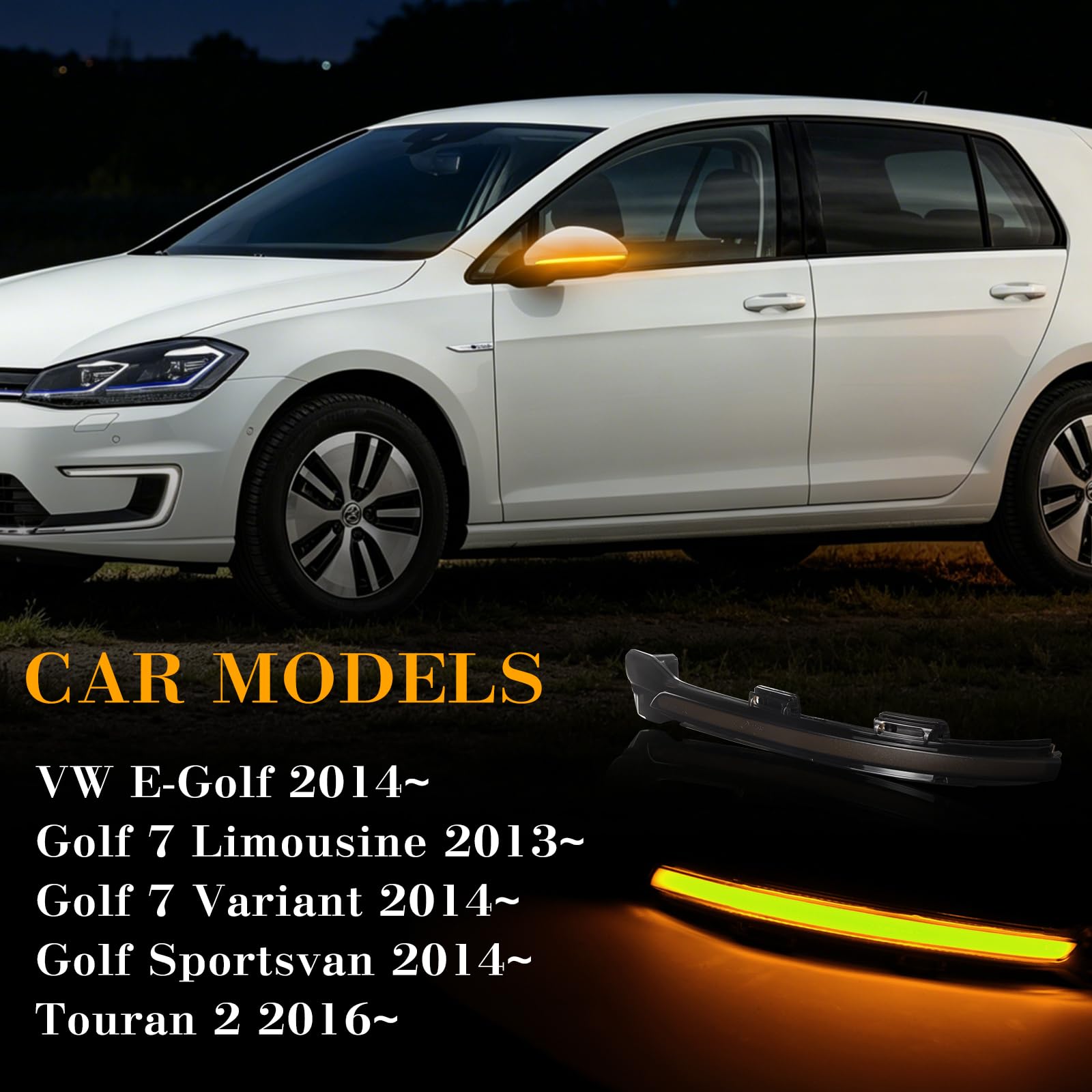 LED Spiegelblinker für VW E-Golf Golf 7 Limousine ariant Golf | 2 Stück LED Blinker mit Canbus Fehlerfrei, Schwarz