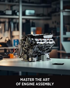 Nifeliz V8 Engine Building Set, Exclusive Advanced Collector's Engine Model, Physical Science Experiment Toy for Adults, Home or Office Decor (2725 PCS, NF10287)