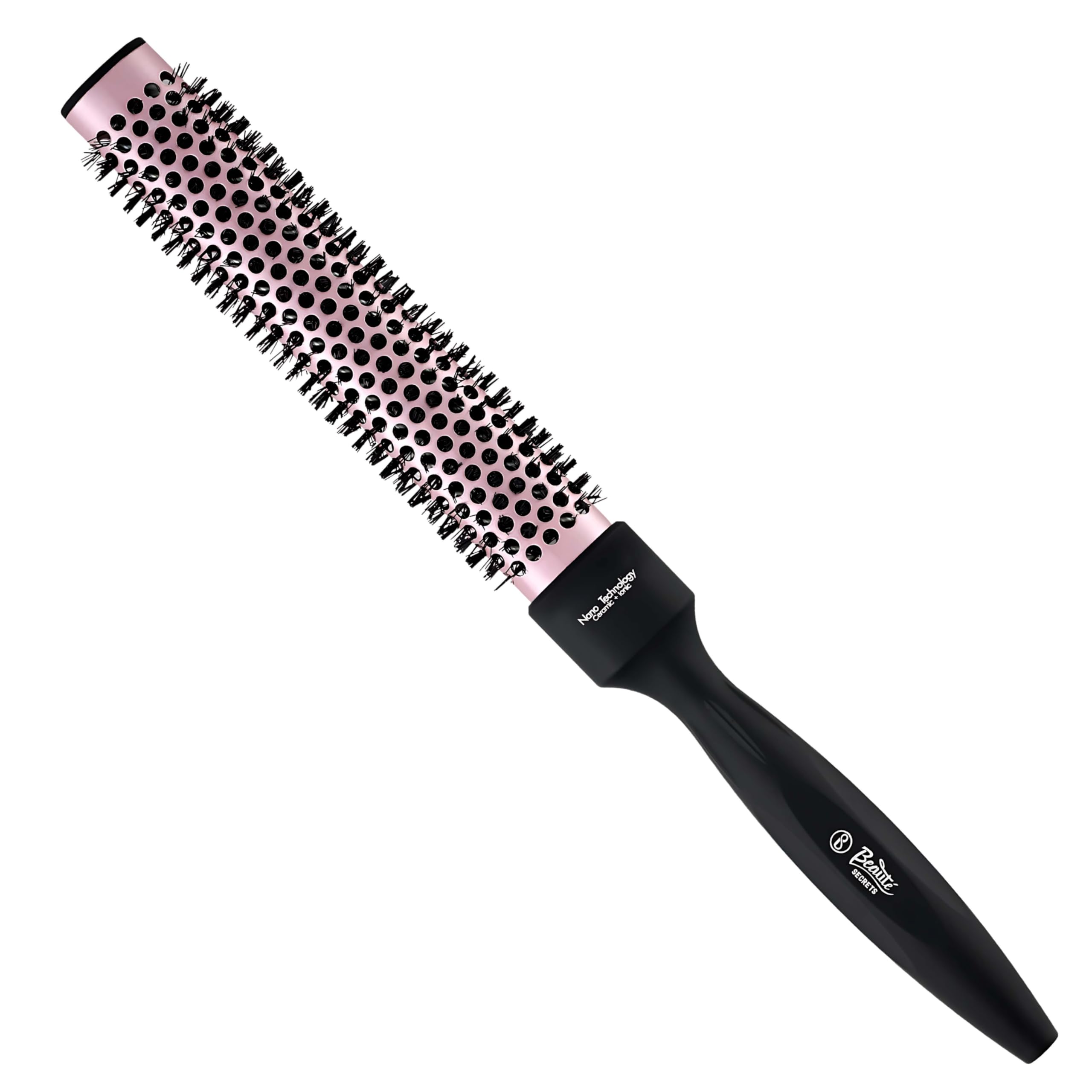 Beauté Secrets Thermo Ceramic Hot Curl Oval Barrel Brush, Hair Brush Men's Blow Dry Brush & Round Comb for Men, Ideal for Blow-Drying, Straightening, Defined Curls, Extra Volume & Root-Lift, 1.25 inch, Pink