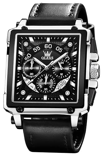 OLEVS Square Watches for Men Chronograph Fashion Business Watch Luminous