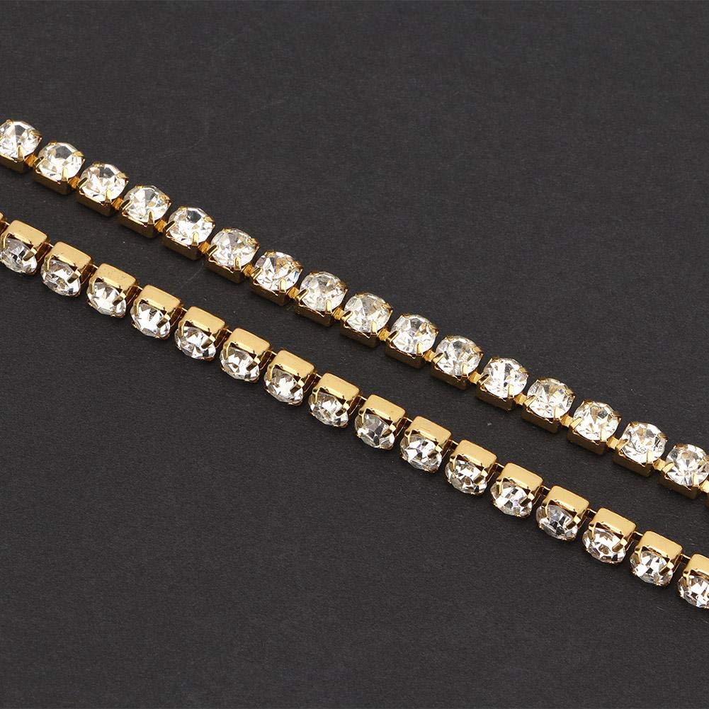 Nastro di da 10 Iarde, Rotolo di Rifinitura a Catena in Cristallo di Diamante in Resina per la Decorazione di Cucito della Festa Nuziale del Mestiere Fai-da-te(4mm-Oro)
