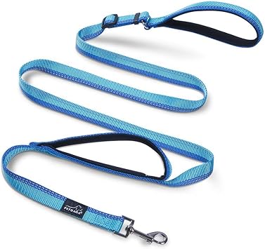 Amazon Petbaba ペットババ 犬用リード ダブルハンドル 長さ1 8m 調節可能 反射素材 ナイロン製 中型犬 大型犬 お散歩 お出かけ 訓練用 引きひもリード 女性の手にも優しい ブルー Petbaba リード 通販