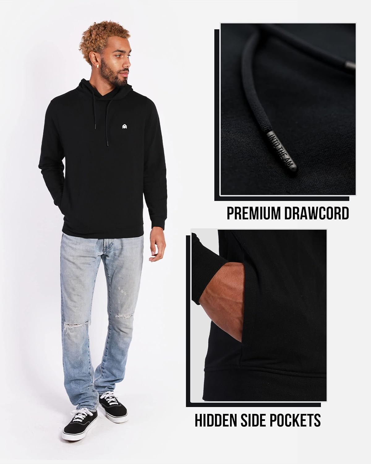INTO THE AM Premium Pullover Hoodies for Men - Soft French Terry Fleece Sweatshirts S - 2XL