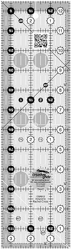 Creative Grids Quilt Ruler 3-1/2in x 12-1/2in Rectangle – CGR312 – Made in USA, Non-Slip Grip Acrylic Quilting, Sewing, Crafting, Patchwork Ruler for Measuring & Cutting Fabric