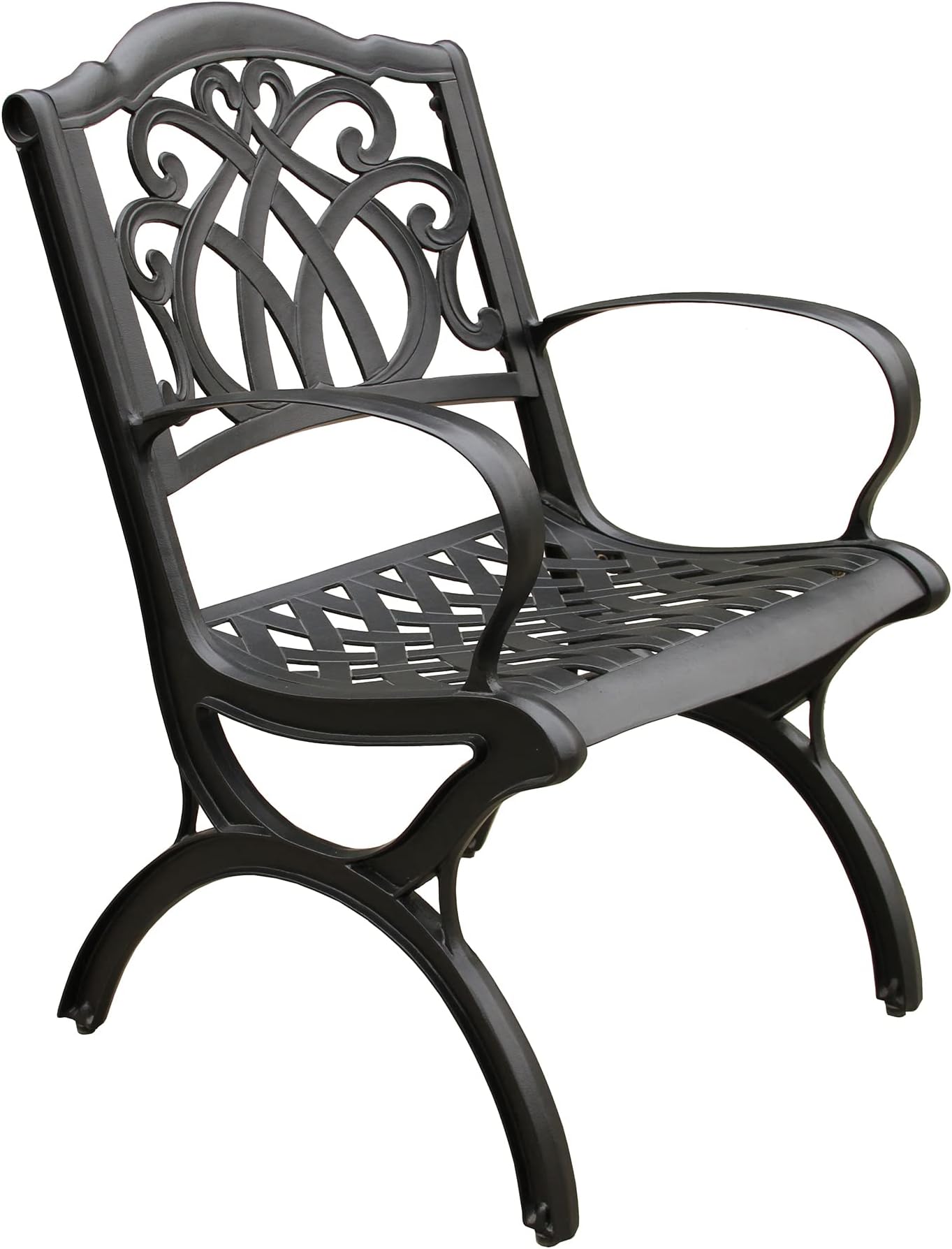 Oakland Living Ornate Traditional Outdoor Cast Aluminum Black Patio Dining Chair