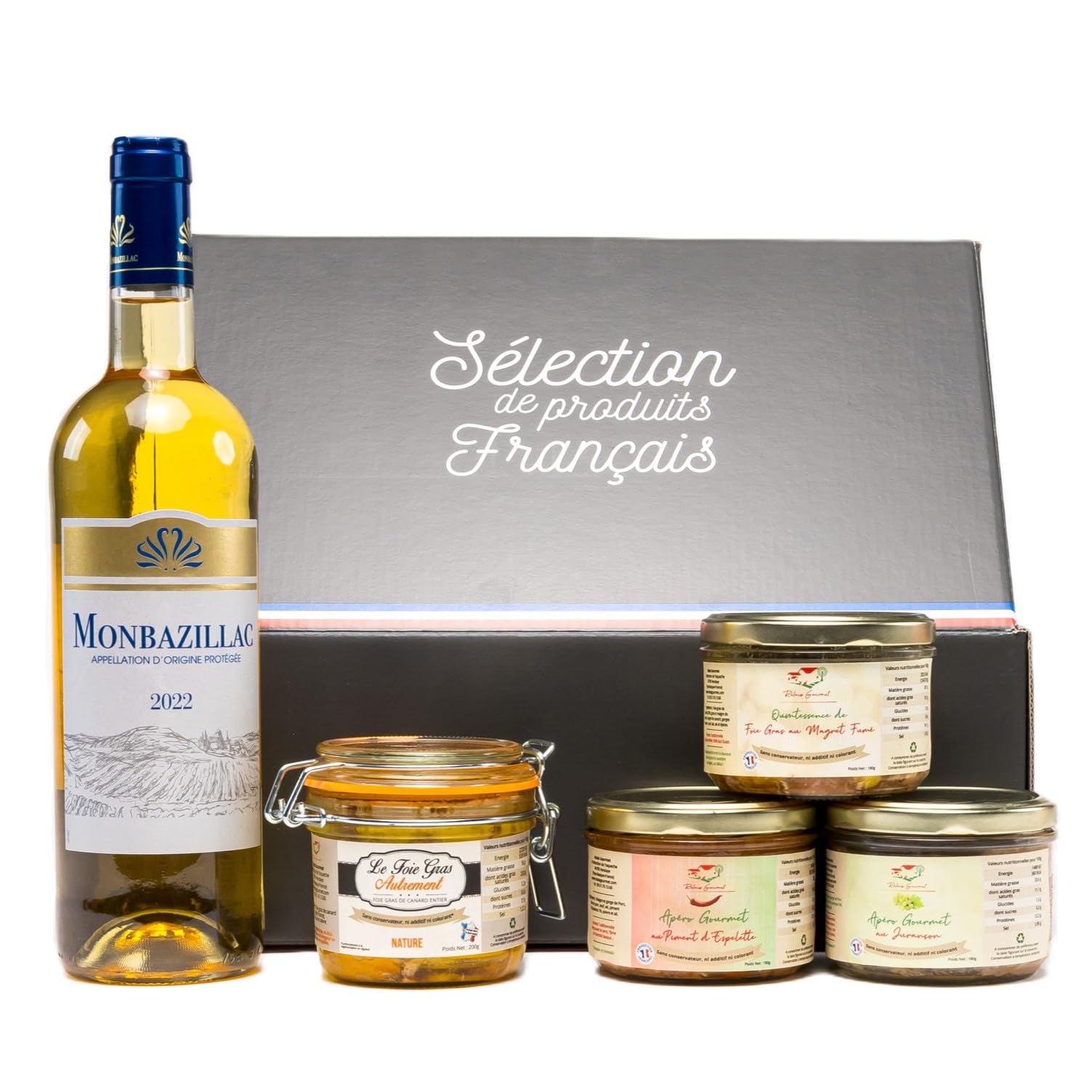 Coffret Mendiak – Relais Gourmet | Foie Gras Entier Nature, Apéritifs Gourmets Jurançon & Piment d’Espelette, Quintessence Magret Fumé & Accompagnement de Table | Artisanal Français & Naturel