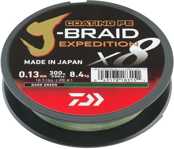 DAIWA J-Braid Expedition X8E, 300m, Dark Green, Braided Fishing Line - 3