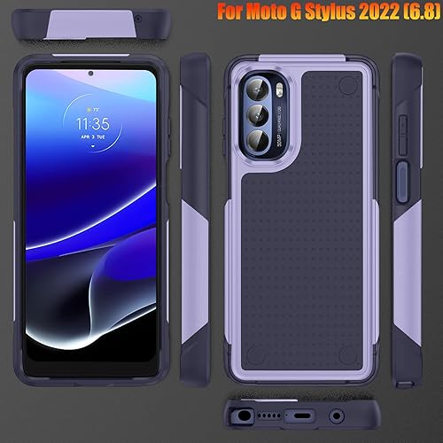 Miniatura 8 de Funda resistente para Motorola Moto G Stylus 2022 de 6.8 pulgadas, 4 esquinas con bolsas de aire protección contra caídas de 12 pies, agarre