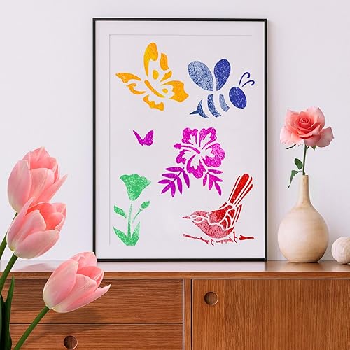 Miniatura 5 de Flower Stencils for Painting 100pcs, Reusable 3x3in Stencil Stuff DIY Craft Template Paint Stencils for Painting On Wood Wall Home Decor