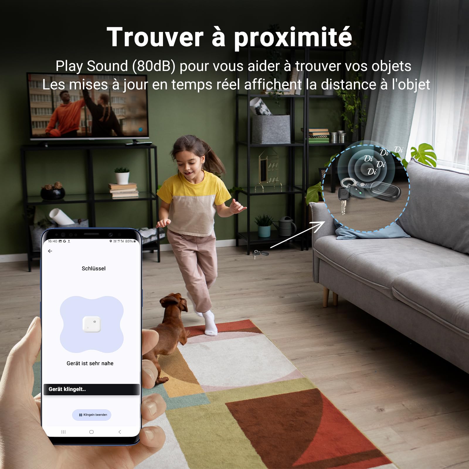 Smart Tag Traceur Lot de 4,Localisateur d'objets Bluetooth Compatible Android et Apple Localise,Tracker Localisateur pour Portefeuilles/Valises/Clés/Bagages,IP67 étanche, Batterie Remplaçable